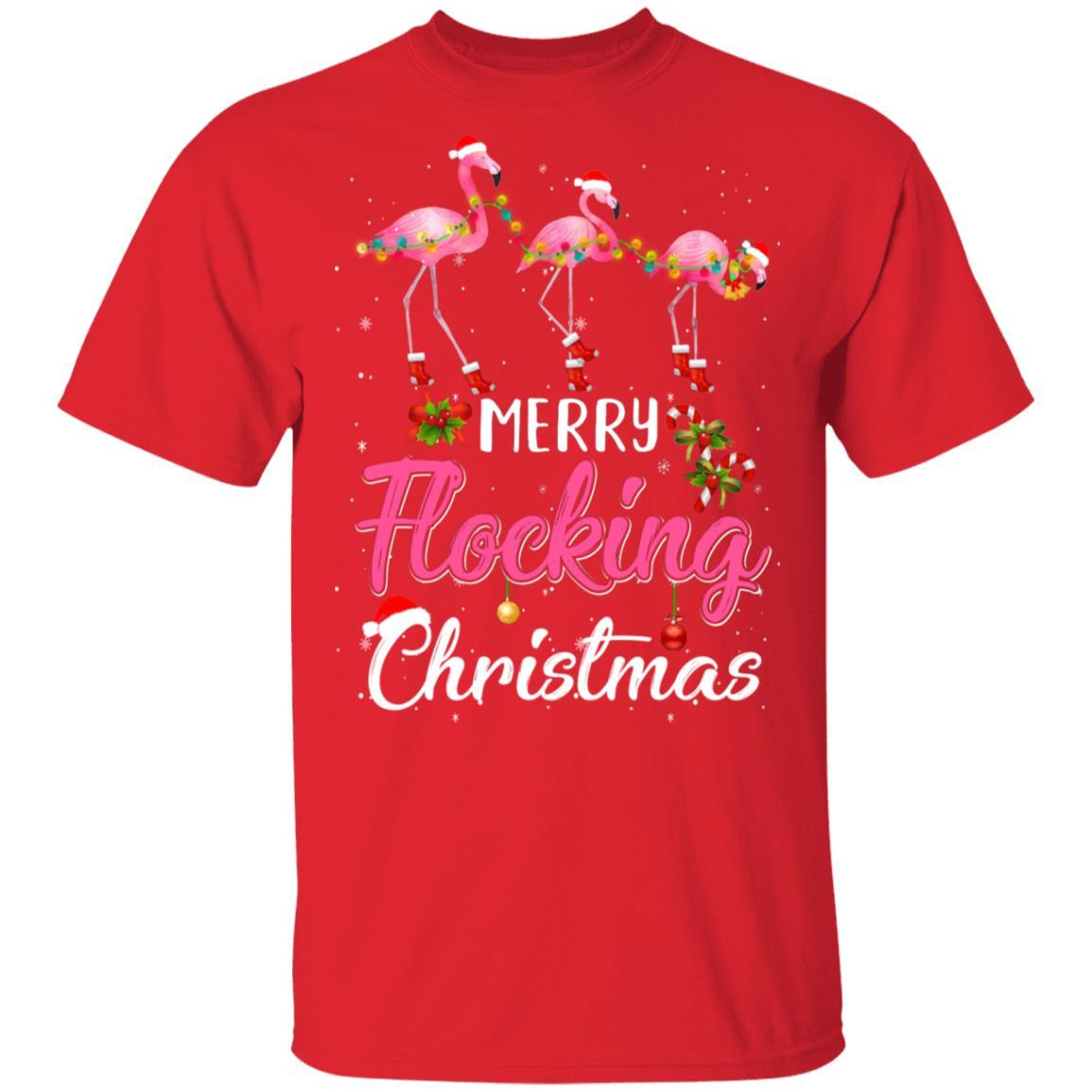 Merry Flocking Christmas Gift For Flamingo Lovers-T-Shirt & Sweatshirt-Classic T-Shirt-Red