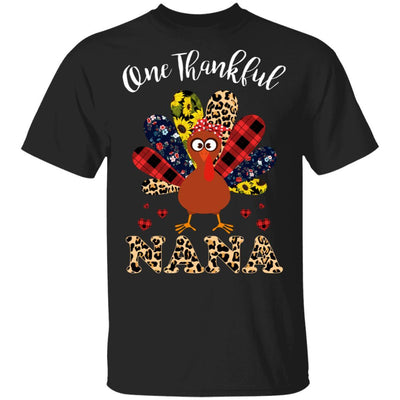 One Thankful Nana Leopard Turkey Thanksgiving Gift-T-Shirt & Sweatshirt-Classic T-Shirt-Black