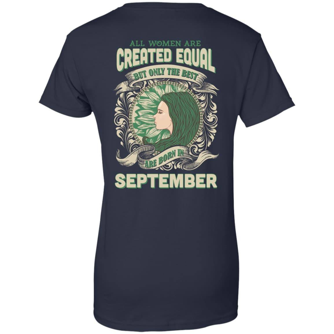 All Women Are Created Equal The Best Born In SEPTEMBER-T-Shirt & Hoodie-Women's T-Shirt-Navy