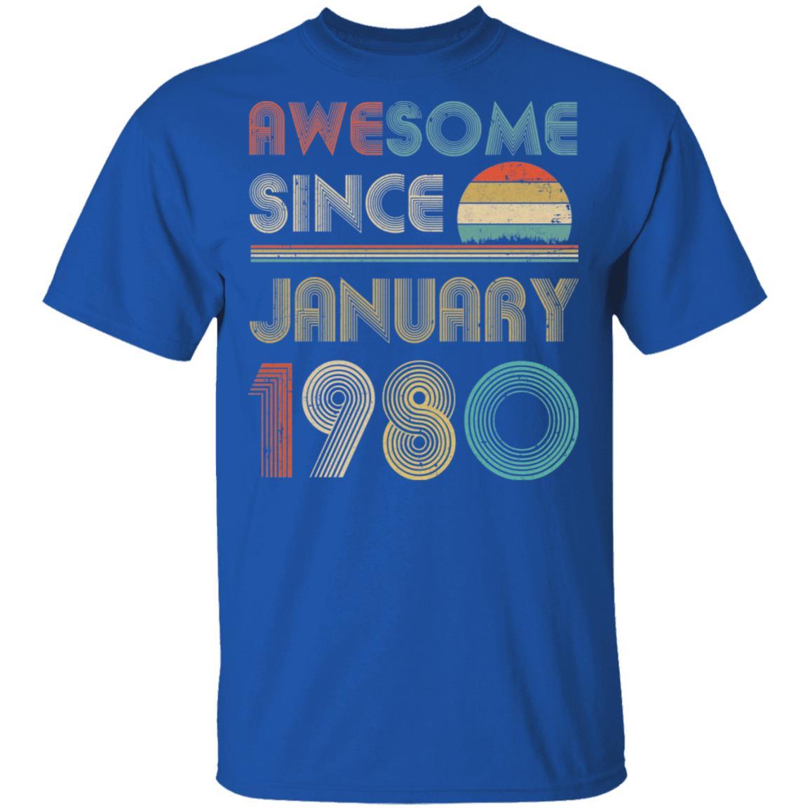 Awesome Since January 1980 Vintage 41th Birthday Gifts-T-Shirt & Hoodie-Classic T-Shirt-Royal
