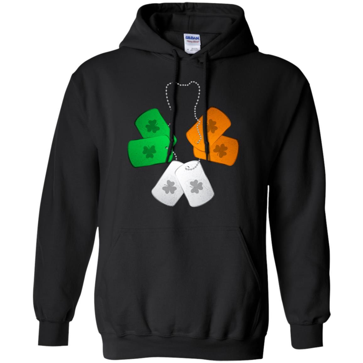 Shamrock Dogtag Soldier Army St Patrick's Day-T-Shirt & Hoodie-Pullover Hoodie-Black