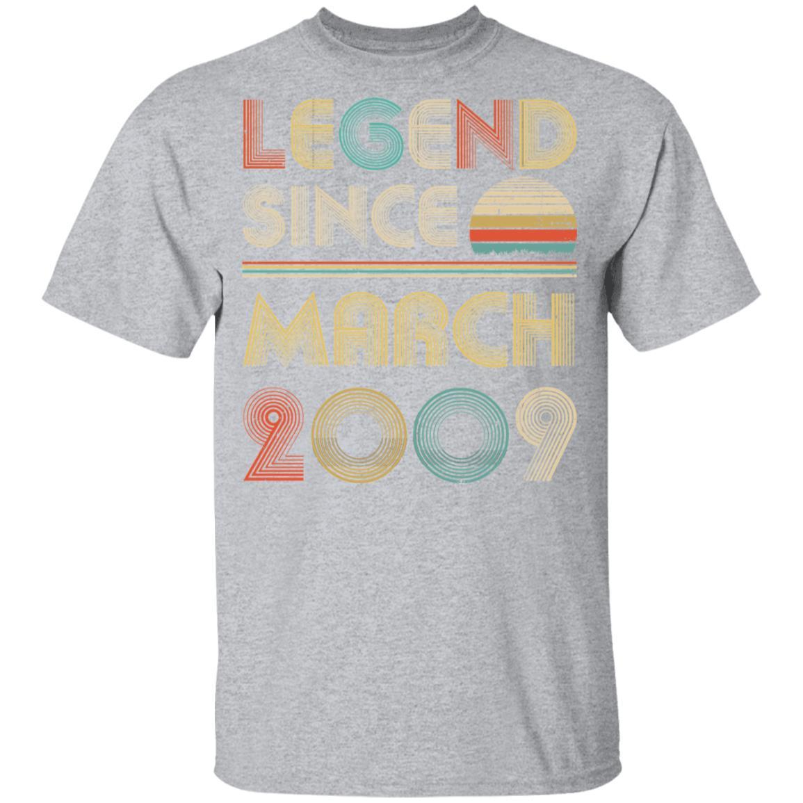 Legend Since March 2009 Vintage 12th Birthday Gifts Youth-Youth Shirt-Youth T-Shirt-Sport Grey