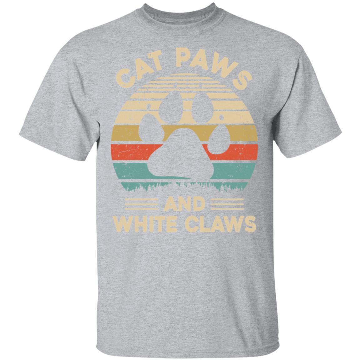 Cat Paws And White Claws Vintage Cute Cat Lover-T-Shirt & Hoodie-Classic T-Shirt-Sport Grey