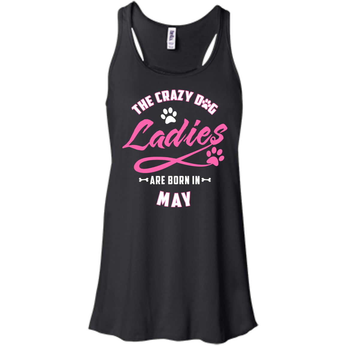 The Crazy Dog Ladies Are Born In May-T-Shirt & Hoodie-Women's Flowy Racerback Tank-Black