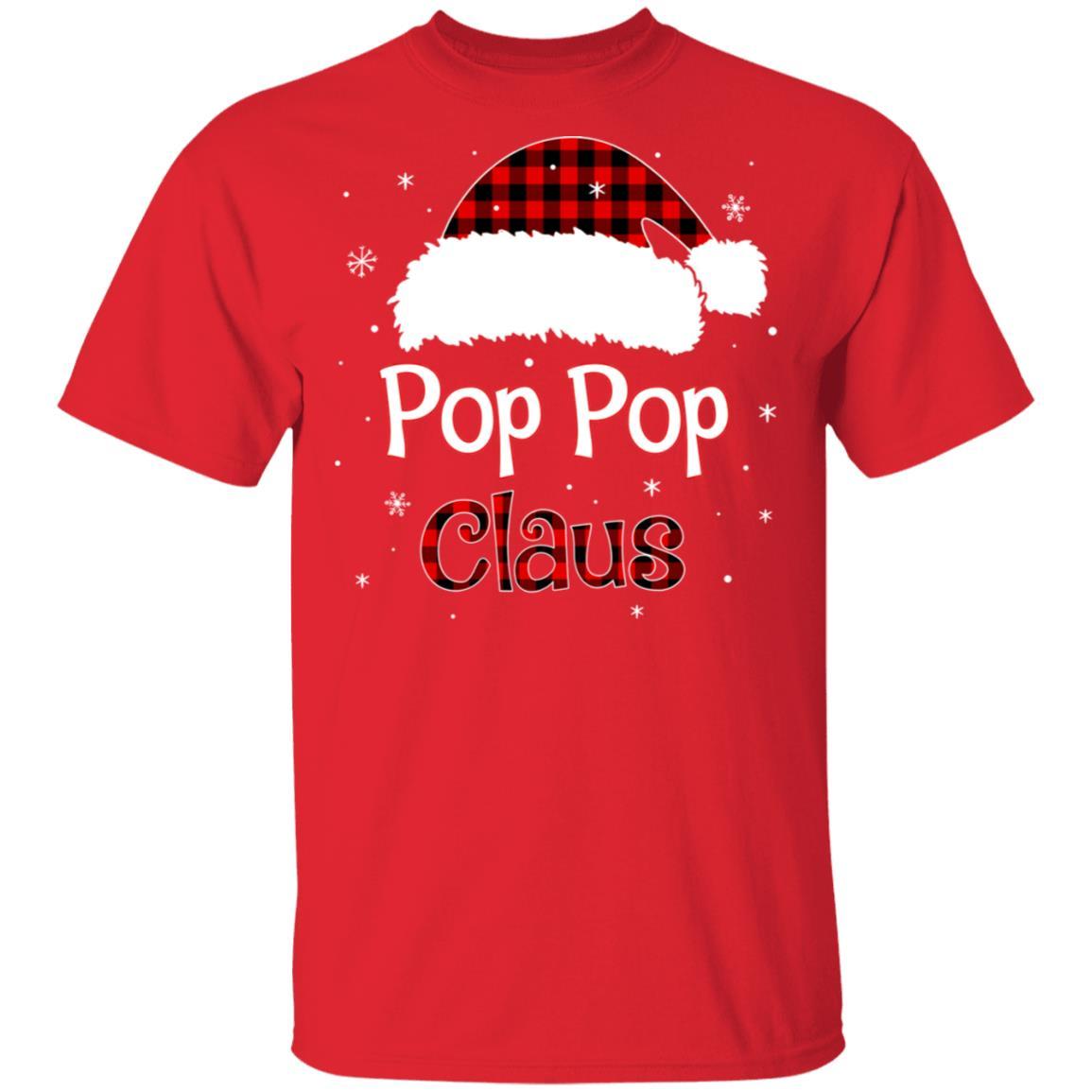 Santa Pop Pop Claus Red Plaid Family Pajamas Christmas Gift-T-Shirt & Sweatshirt-Classic T-Shirt-Red