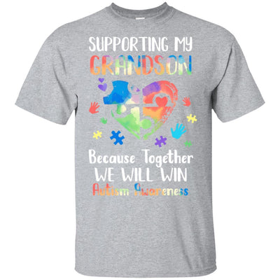 Supporting My Grandson Puzzle Autism Awareness Month-T-Shirt & Hoodie-Classic T-Shirt-Sport Grey