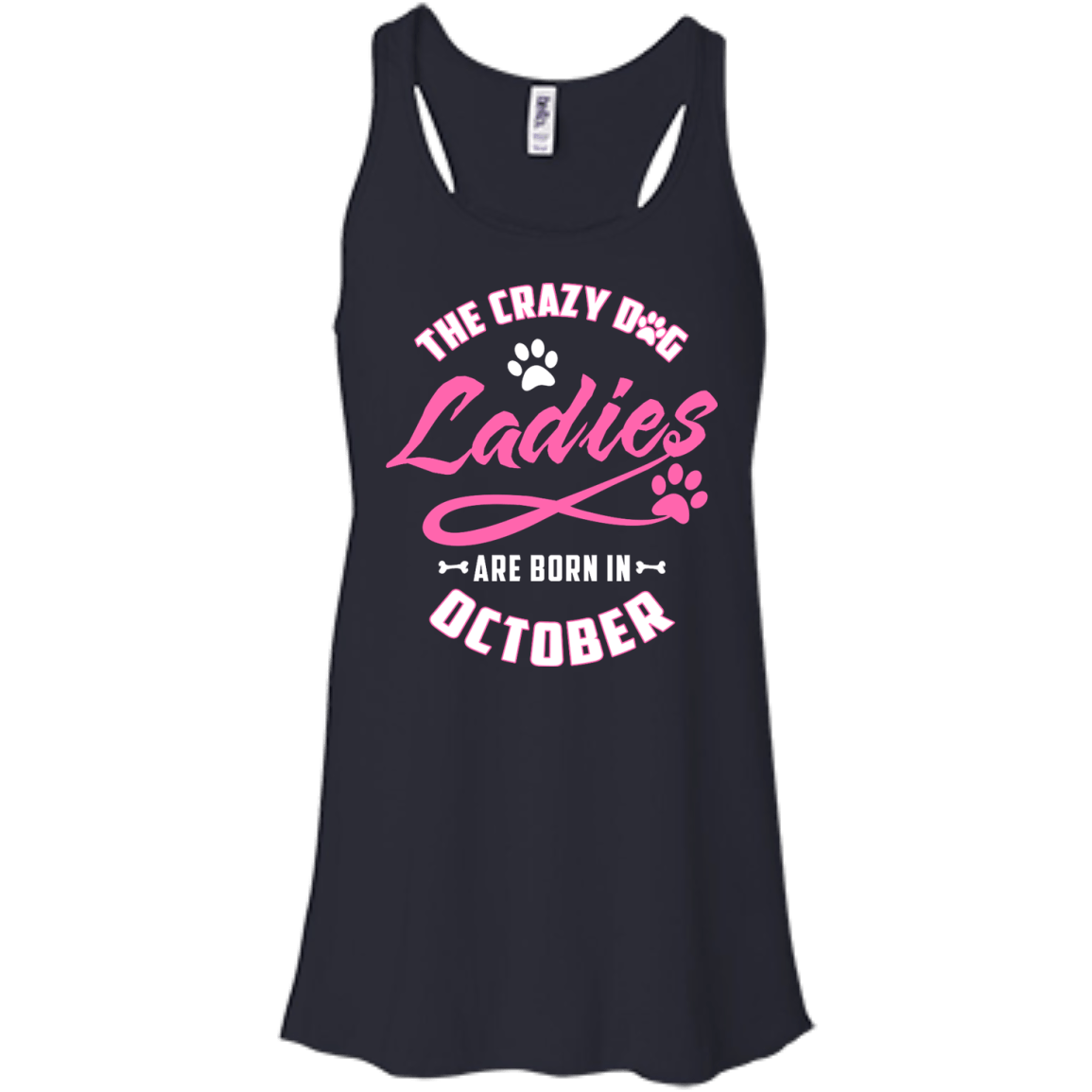 The Crazy Dog Ladies Are Born In October-T-Shirt & Hoodie-Women's Flowy Racerback Tank-Midnight