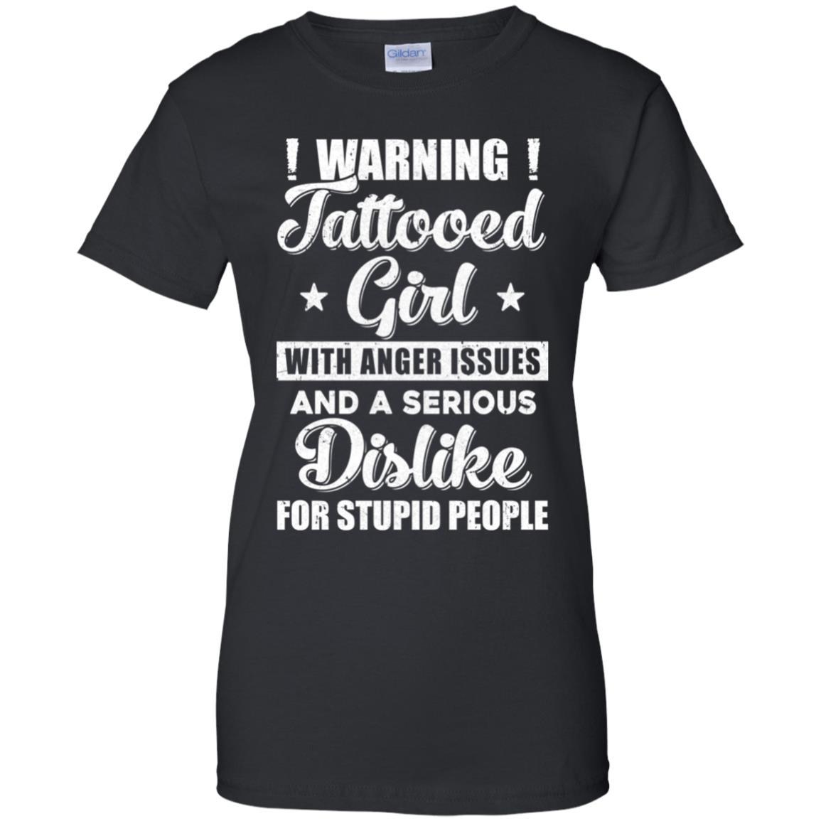 Warning Tattooed Girl With Anger Issues-T-Shirt & Tank Top-Women's T-Shirt-Black