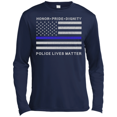 Police Lives Matter Honor Pride Dignity-T-Shirt & Hoodie-Long Sleeve T-Shirt-Navy