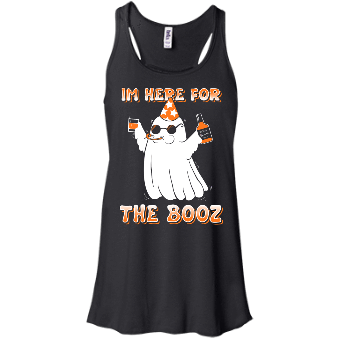 I'm Here For The Booz Halloween-T-Shirt & Hoodie-Women's Flowy Racerback Tank-Black