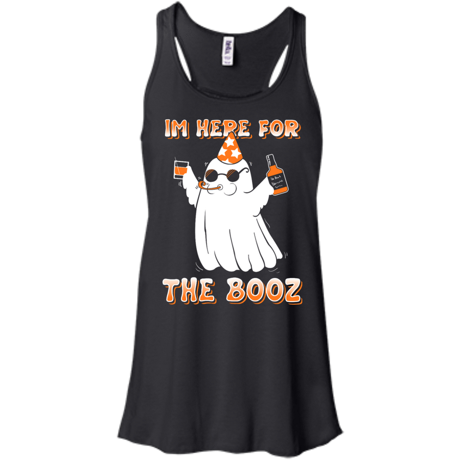 I'm Here For The Booz Halloween-T-Shirt & Hoodie-Women's Flowy Racerback Tank-Black