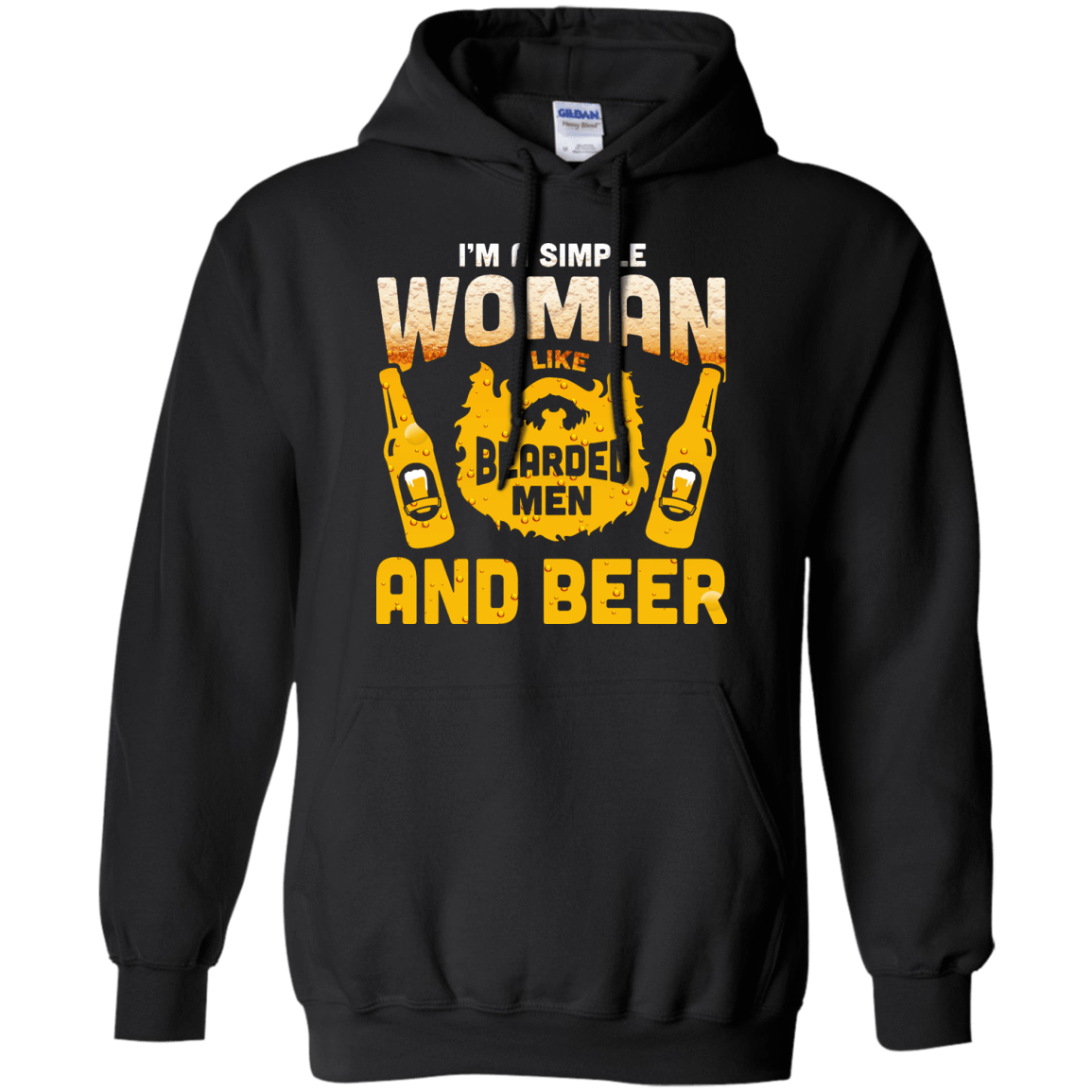 I'm A Simple Woman I Like Bearded Men And Beer-T-Shirt & Hoodie-Pullover Hoodie-Black