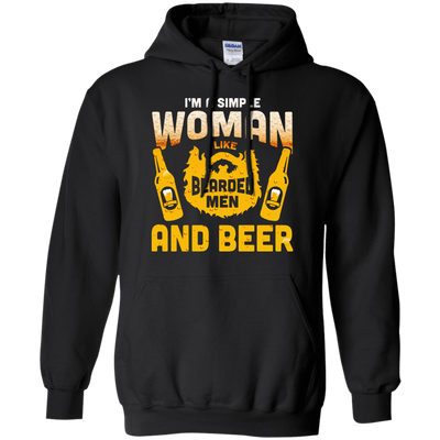 I'm A Simple Woman I Like Bearded Men And Beer-T-Shirt & Hoodie-Pullover Hoodie-Black