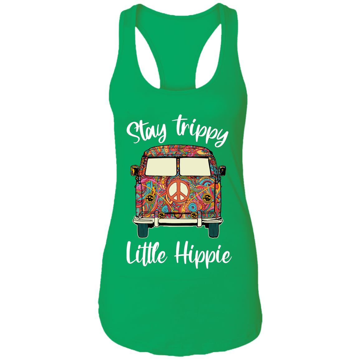 Stay Trippy Little Hippie Peace Sign Gifts For Hippie-T-Shirt & Tank Top-Women's Ideal Racerback Tank-Kelly Green