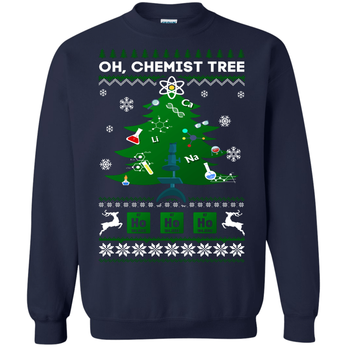 Oh Chemistry Tree Science Christmas Ugly Sweater Gift-T-Shirt & Hoodie-Crewneck Sweatshirt-Navy
