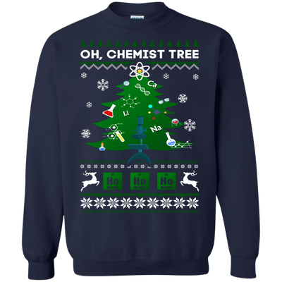 Oh Chemistry Tree Science Christmas Ugly Sweater Gift-T-Shirt & Hoodie-Crewneck Sweatshirt-Navy