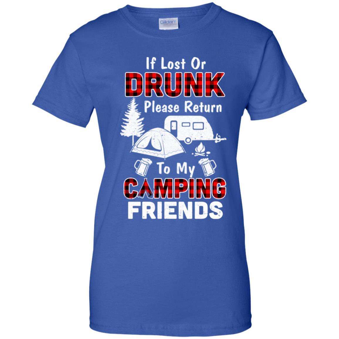 If Lost Or Drunk Please Return To My Camping Friends-T-Shirt & Hoodie-Women's T-Shirt-Royal