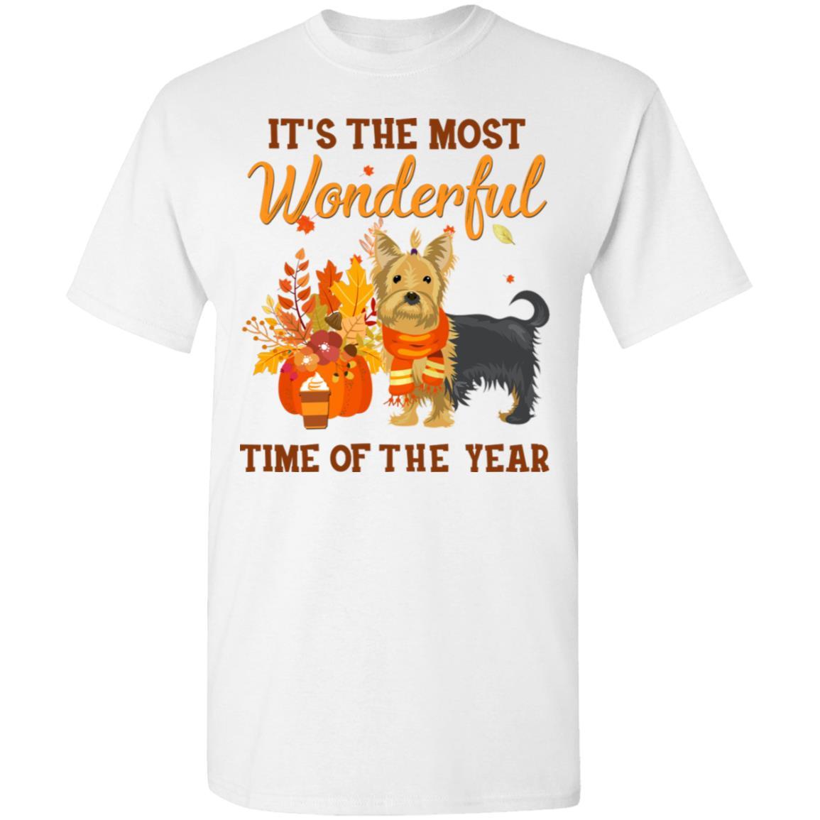 Yorkie Autumn It's The Most Wonderful Time Of The Year-T-Shirt & Hoodie-Classic T-Shirt-White