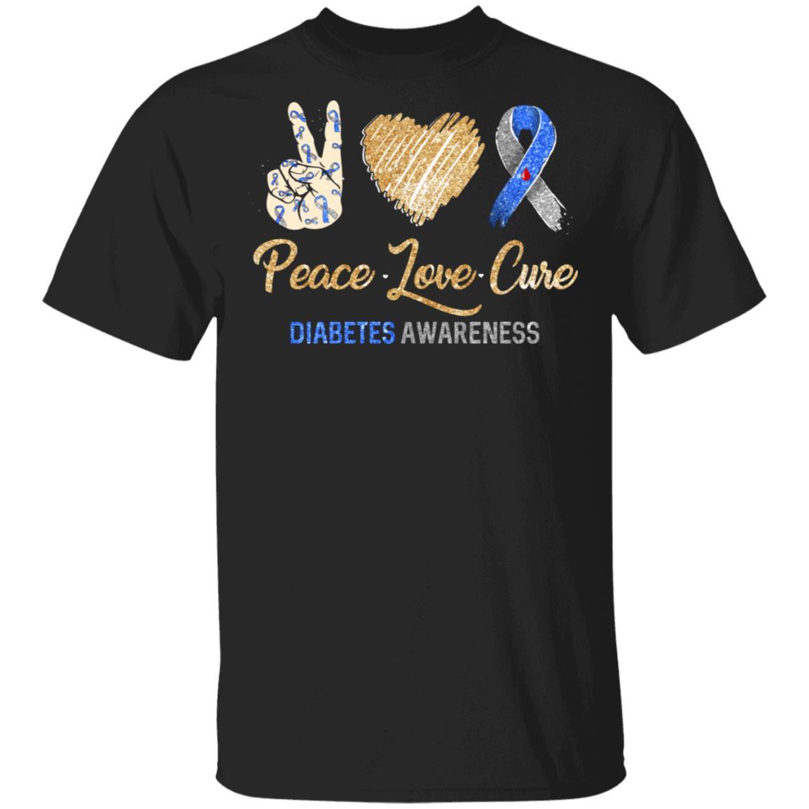 Peace Love Cure Diabetes Awareness-T-Shirt & Hoodie-Classic T-Shirt-Black