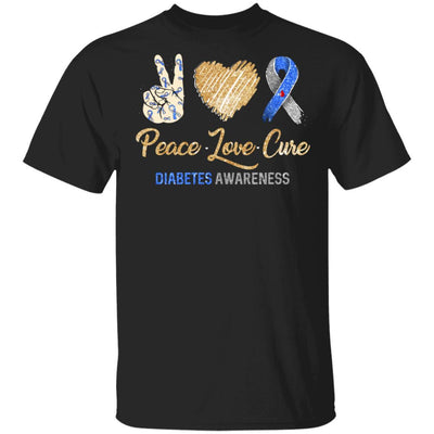 Peace Love Cure Diabetes Awareness-T-Shirt & Hoodie-Classic T-Shirt-Black