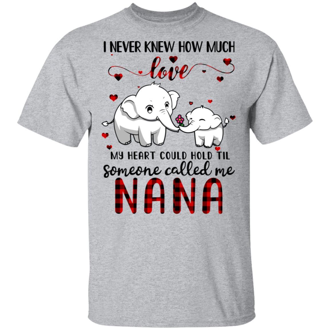 Someone Called Me Nana Elephant Red Plaid Mother's Day-T-Shirt & Hoodie-Classic T-Shirt-Sport Grey