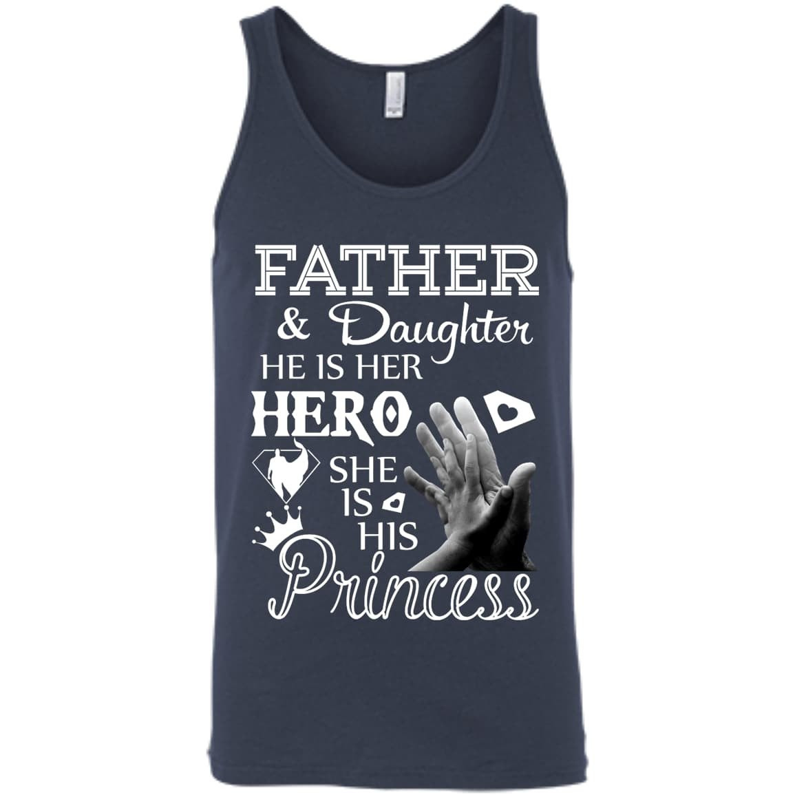 Father And Daughter He Is Her Hero-T-Shirt & Hoodie-Unisex Tank-Navy