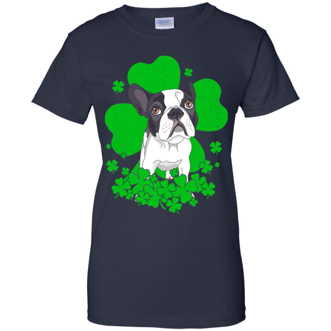 Bulldog St. Patrick's Day Clovers-T-Shirt & Hoodie-Women's T-Shirt-Navy
