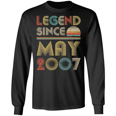 Legend Since May 2007 Vintage 14th Birthday Gifts-T-Shirt & Hoodie-Long Sleeve T-Shirt-Black