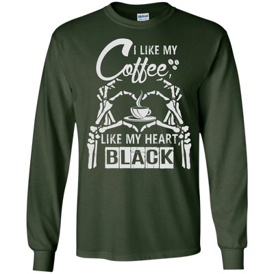 I Like My Coffee Like My Heart Black-T-Shirt & Hoodie-Long Sleeve T-Shirt-Forest Green