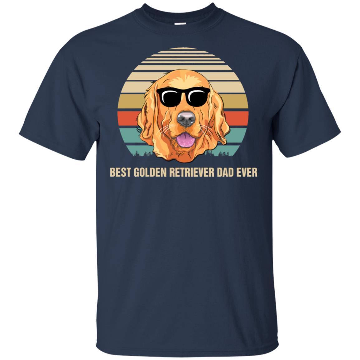 Vintage Golden Retriever Dad Gifts Best Golden Retriever Dad Ever-T-Shirt & Hoodie-Classic T-Shirt-Navy