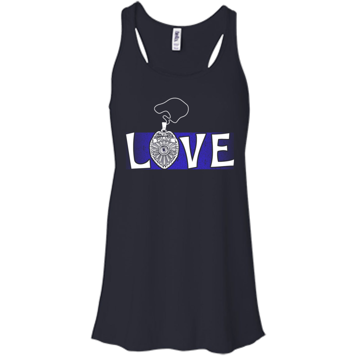 Love Police Thin Blue Line-T-Shirt & Hoodie-Women's Flowy Racerback Tank-Midnight
