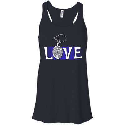 Love Police Thin Blue Line-T-Shirt & Hoodie-Women's Flowy Racerback Tank-Midnight
