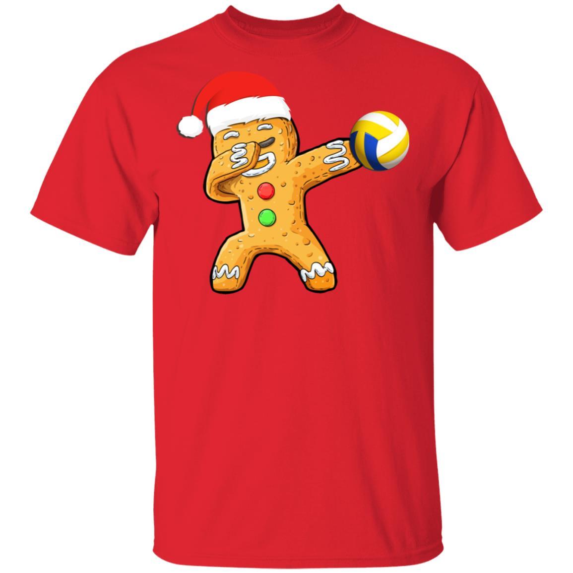 Dabbing Gingerbread Santa Volleyball Christmas Pajama Gifts-T-Shirt & Sweatshirt-Classic T-Shirt-Red