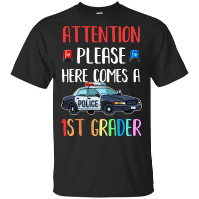 Kids First Day Of School 2021 1st Grade Police Attention Please Youth-T-Shirt & Hoodie-Youth T-Shirt-Black