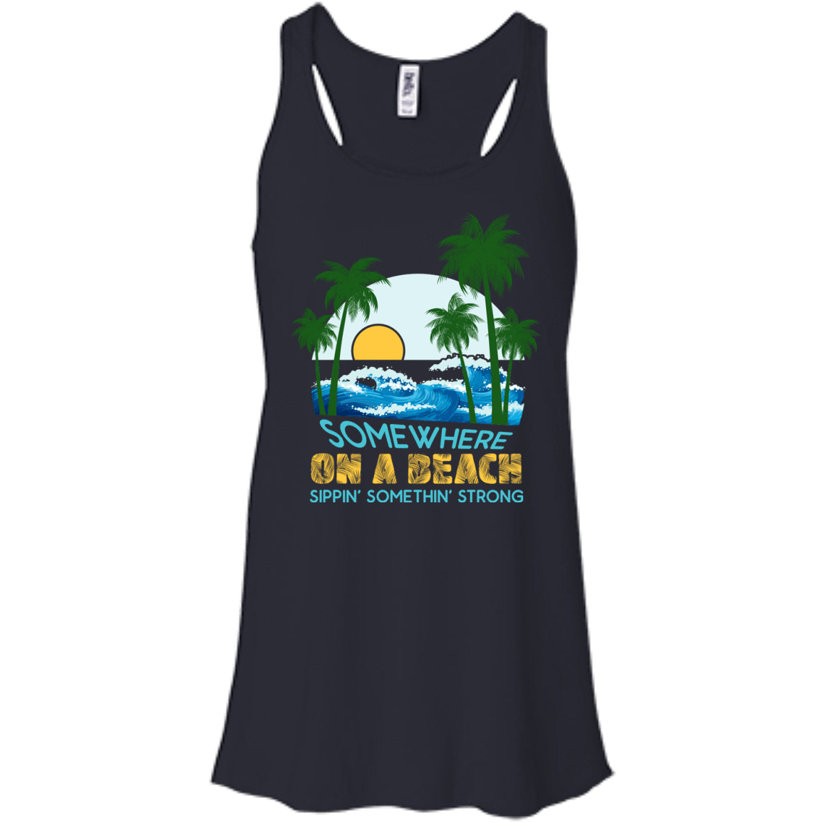Somewhere On A Beach-T-Shirt & Hoodie-Women's Flowy Racerback Tank-Midnight