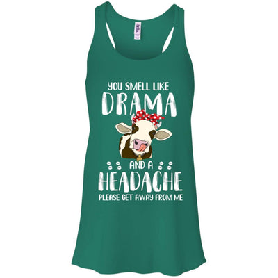 Cow You Smell Like Drama And A Headache-T-Shirt & Tank Top-Women's Flowy Racerback Tank-Kelly Green