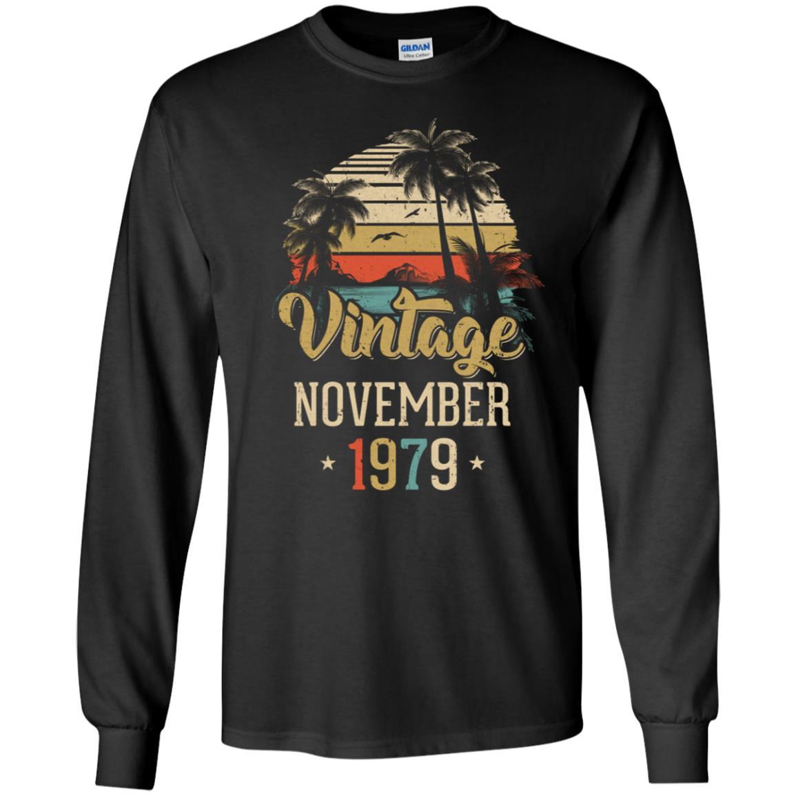 Retro Classic Vintage November 1979 42th Birthday Gift-T-Shirt & Hoodie-Long Sleeve T-Shirt-Black