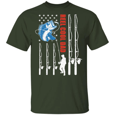 Reel Cool Dad American Flag Fish Fishing Fathers Day-T-Shirt & Hoodie-Classic T-Shirt-Forest