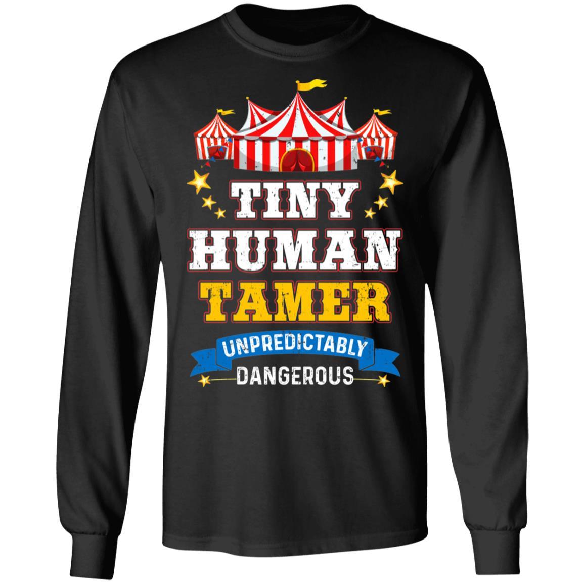 Tiny Human Tamer Circus Party Carnival Gymnast Distressed-T-Shirt & Hoodie-Long Sleeve T-Shirt-Black