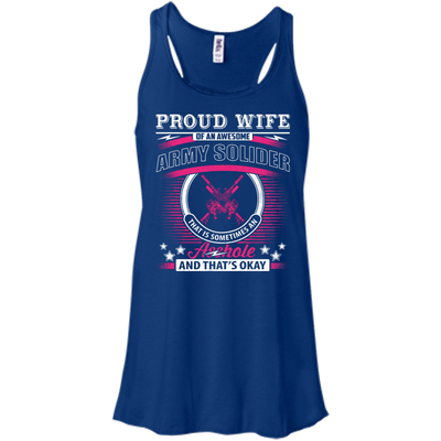 Proud Wife Of An Awesome Army Solider-T-Shirt & Hoodie-Women's Flowy Racerback Tank-True Royal
