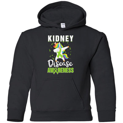 Inspirational Kidney Disease Awareness Unicorn Support Youth-Youth Shirt-Youth Pullover Hoodie-Black