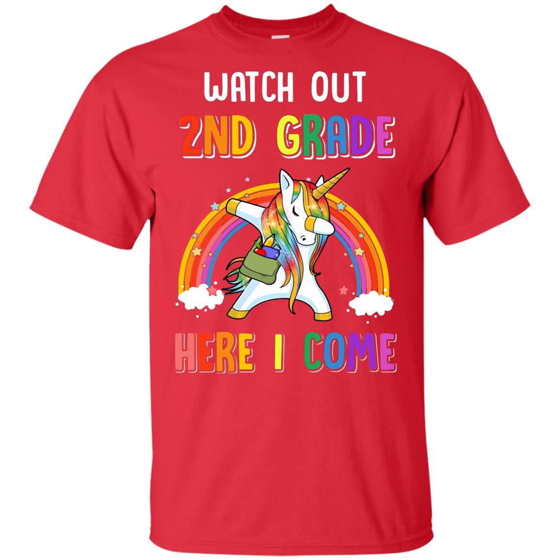 2nd Grade Here I Come Unicorn Back To School Youth-Youth Shirt-Youth T-Shirt-Red