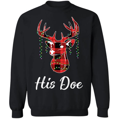 His Doe Couples Matching Christmas Pajamas Costume Gift-T-Shirt & Sweatshirt-Crewneck Sweatshirt-Black