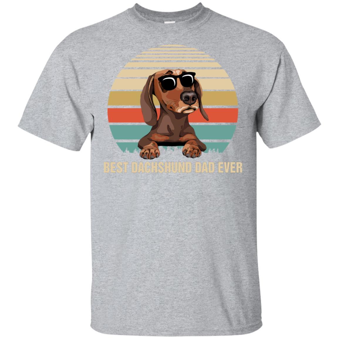 Vintage Dachshund Dad Gifts Best Dachshund Dad Ever-T-Shirt & Hoodie-Classic T-Shirt-Sport Grey