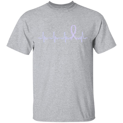 Stomach Cancer Awareness Periwinkle Ribbon Heartbeat-T-Shirt & Hoodie-Classic T-Shirt-Sport Grey