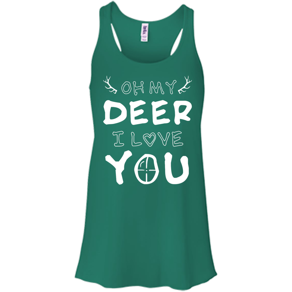 Oh My Deer I Love You-T-Shirt & Hoodie-Women's Flowy Racerback Tank-Kelly