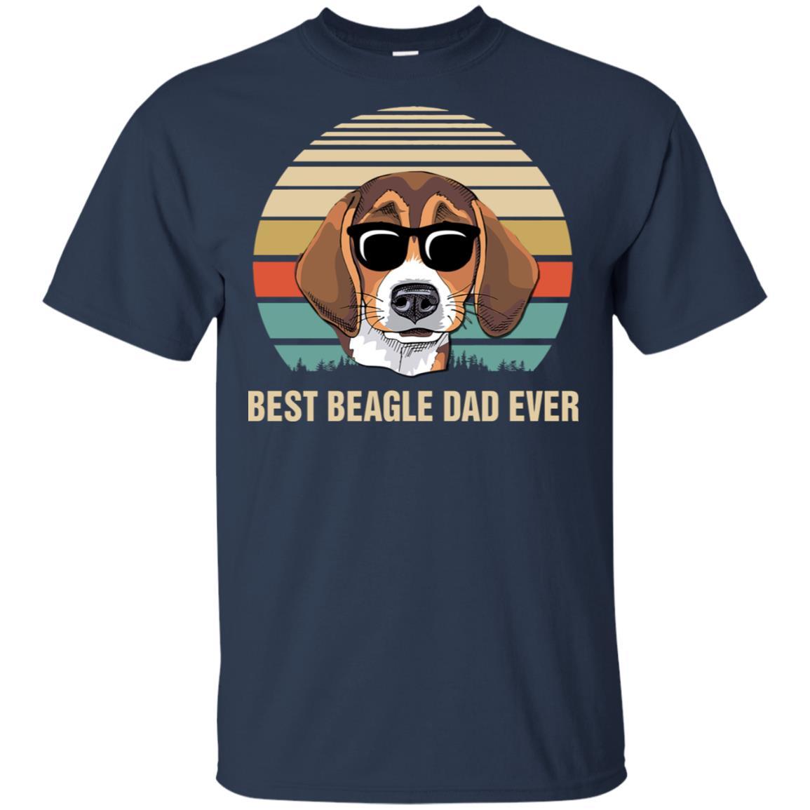 Vintage Beagle Dad Gifts Best Beagle Dad Ever-T-Shirt & Hoodie-Classic T-Shirt-Navy