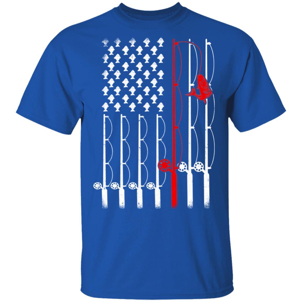 Vintage Fishing Clothes American Flag Bass Fishing-T-Shirt & Hoodie-Classic T-Shirt-Royal