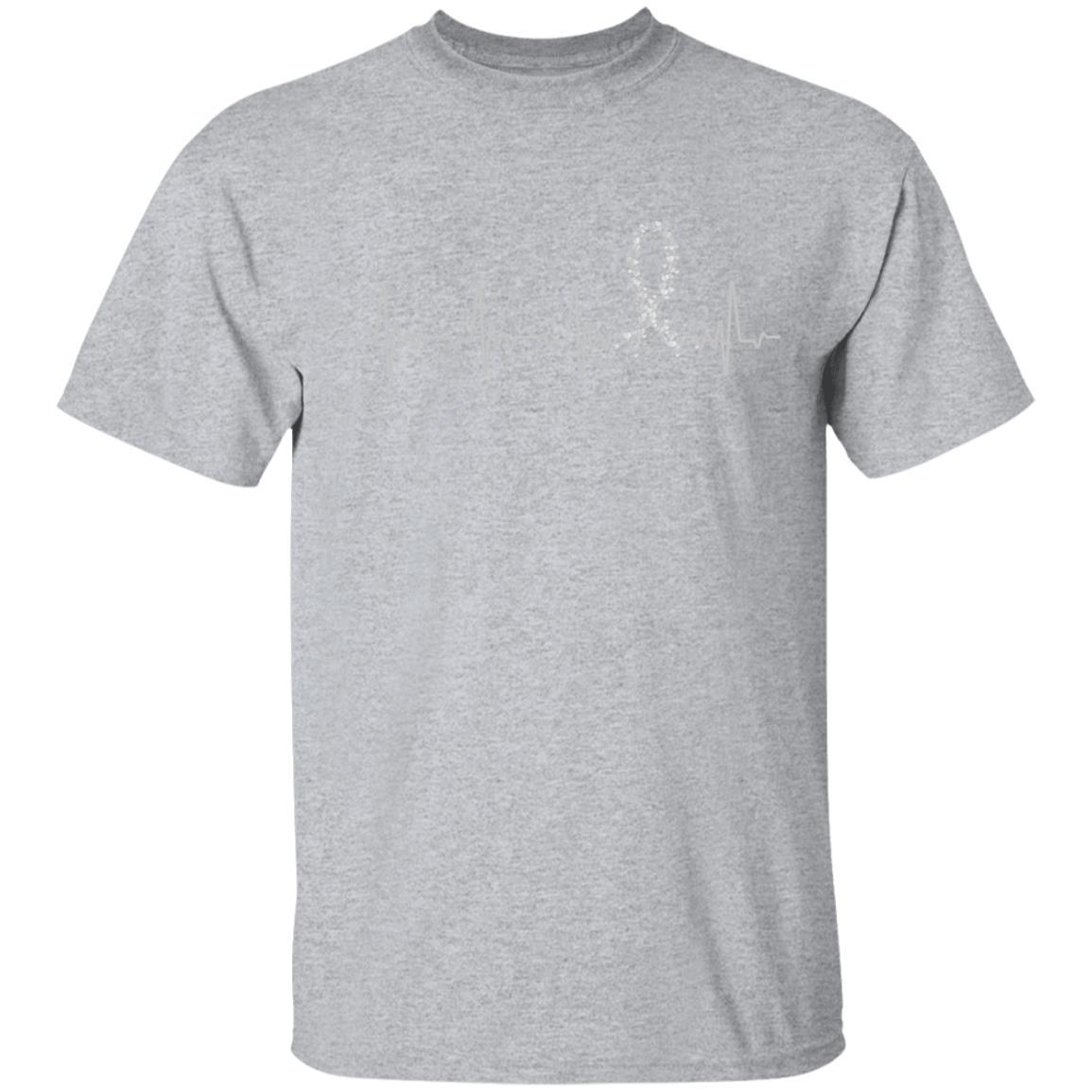 Brain Cancer Diabetes Awareness Gray Ribbon Heartbeat-T-Shirt & Hoodie-Classic T-Shirt-Sport Grey
