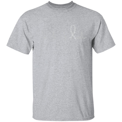 Brain Cancer Diabetes Awareness Gray Ribbon Heartbeat-T-Shirt & Hoodie-Classic T-Shirt-Sport Grey